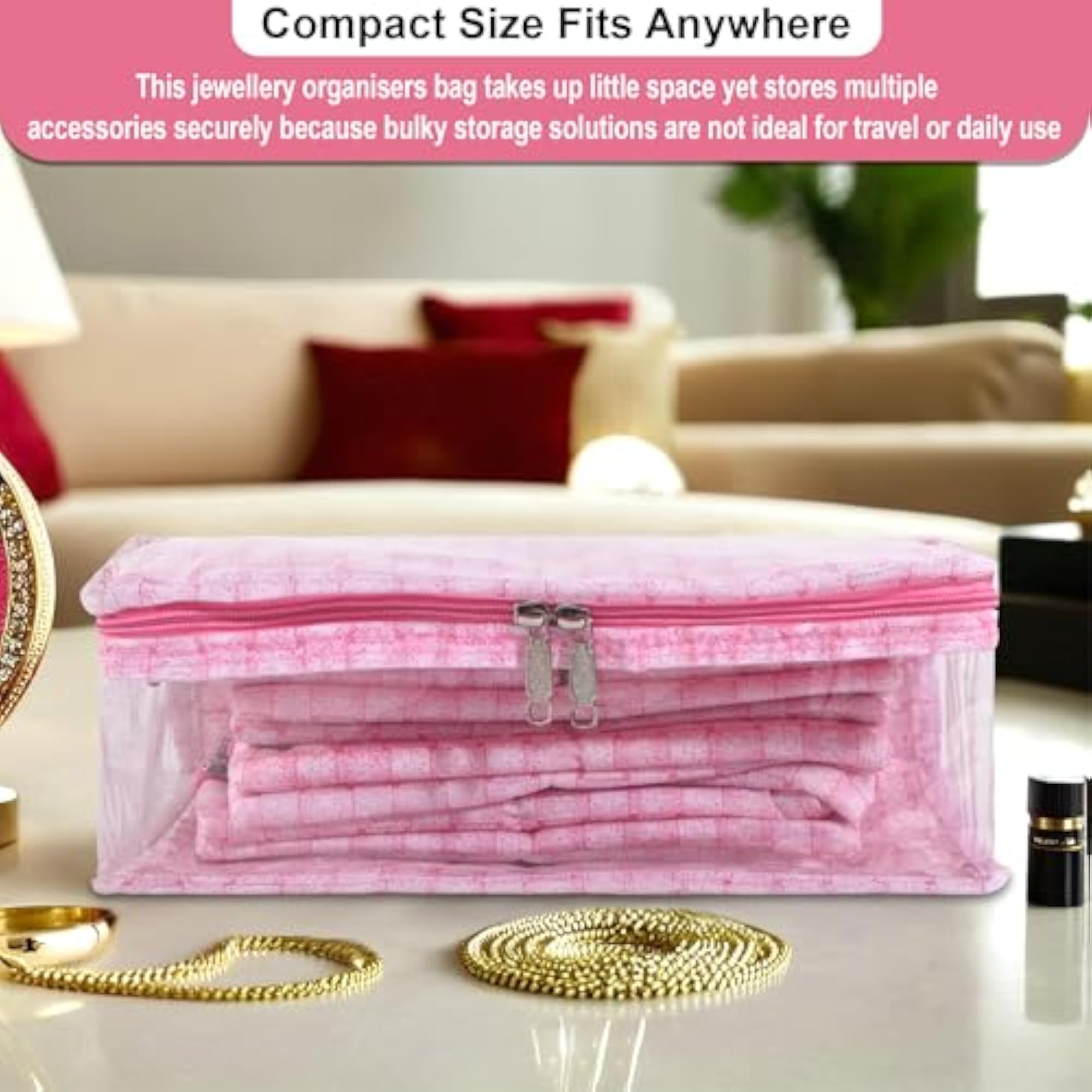 2 Pcs PVC Makeup Pouch Bag with 13 Compartments